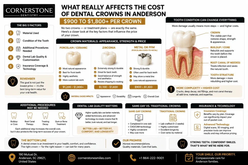 what really affects the cost of dental crowns in anderson